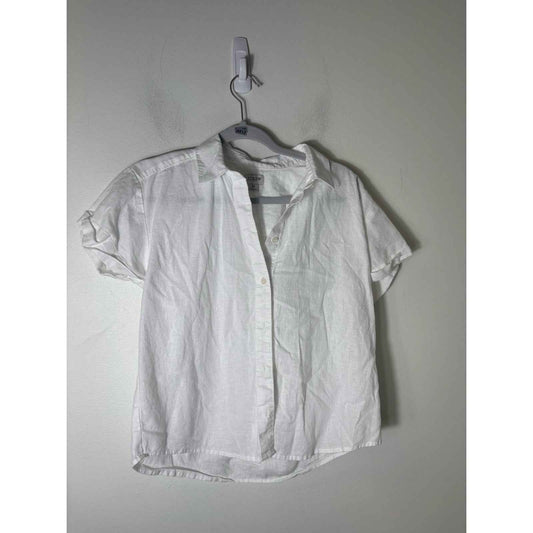 J.Crew White Short Sleeve Button Up Linen Shirt Sz XS