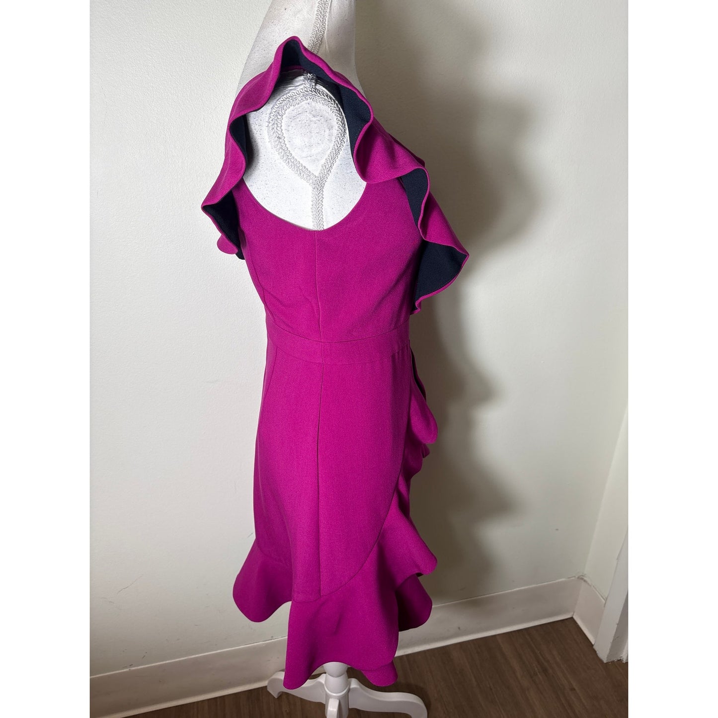 Aijek Magenta V-Neck Flutter Sleeve Special Occasion Dress Sz 1