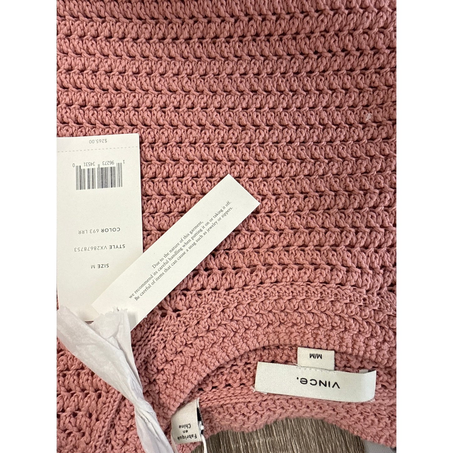 NWT Vince Pink Short Sleeve Knit Sweater Top Sz M