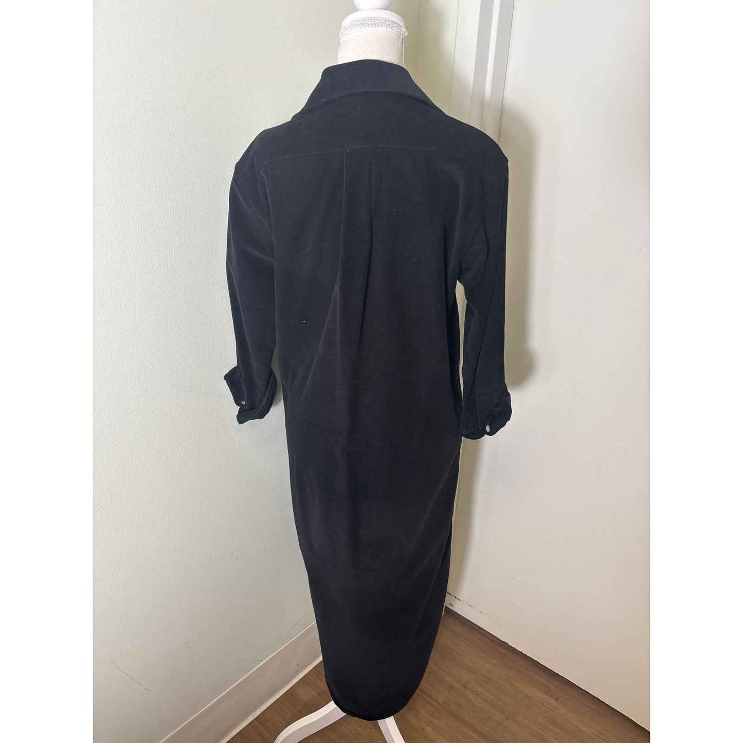 Emily Phillips Nashville Black Cordoroy Long Sleeve Button Up Maxi Dress Sz 3