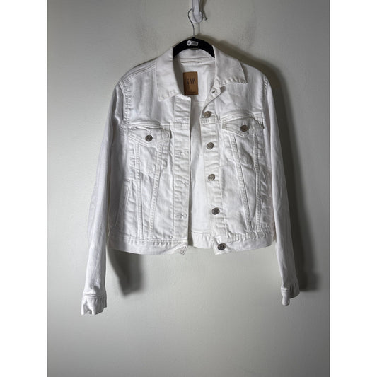 Gap Crisp White Long Sleeve Cropped Denim Jacket Sz S