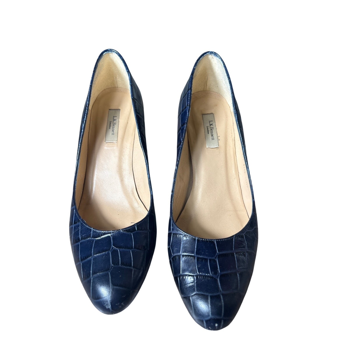 L.K. Bennett dark blue Snakeskin Closed Toe High Heel Pump Sz 39.5