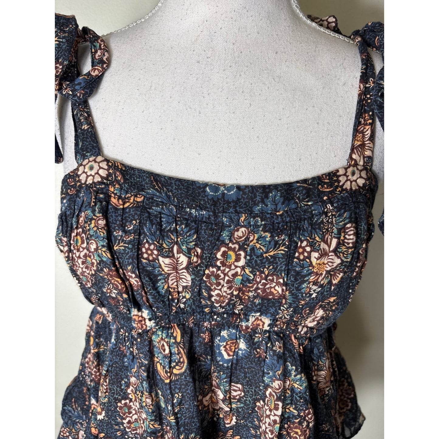 Ulla Johnson Dark Blue Cotton Shoulder Tie Top Sz 4
