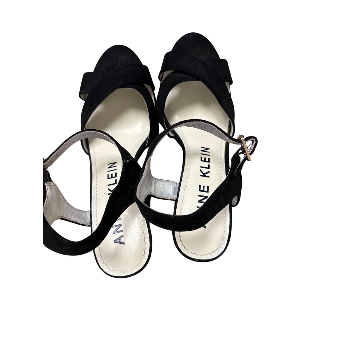 Anne Klein Black Suede Platform High Heel Sandal Sz 8
