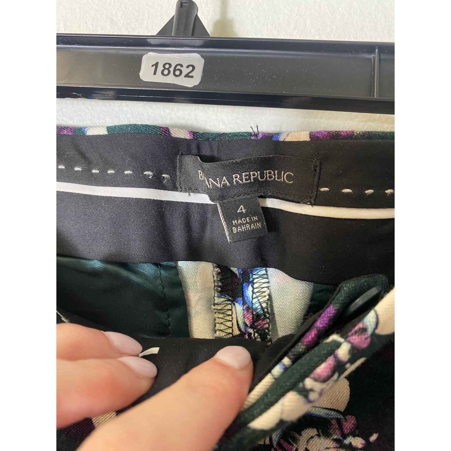 Banana Republic Green Floral Sloan Fit Ankle Pants Sz 4