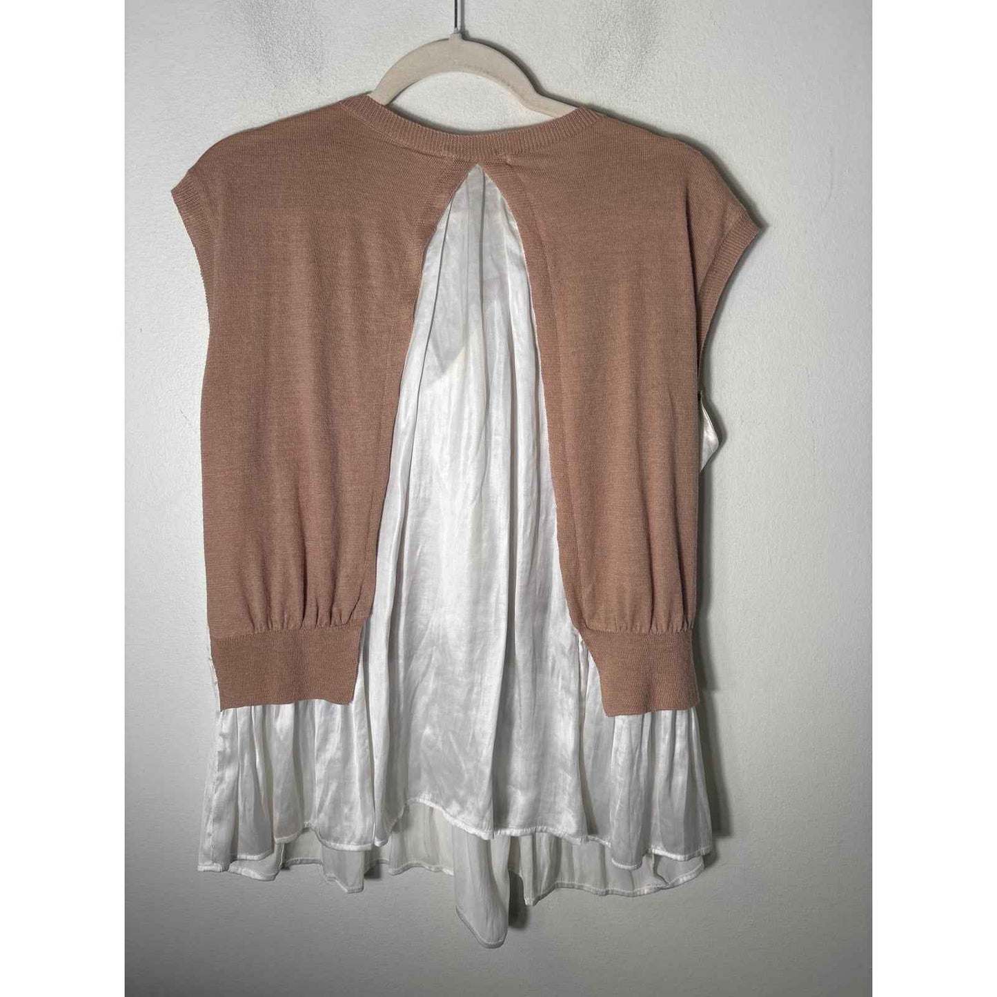 Maille Clu Tan White Sleeveless Layered Sweater Sz XS