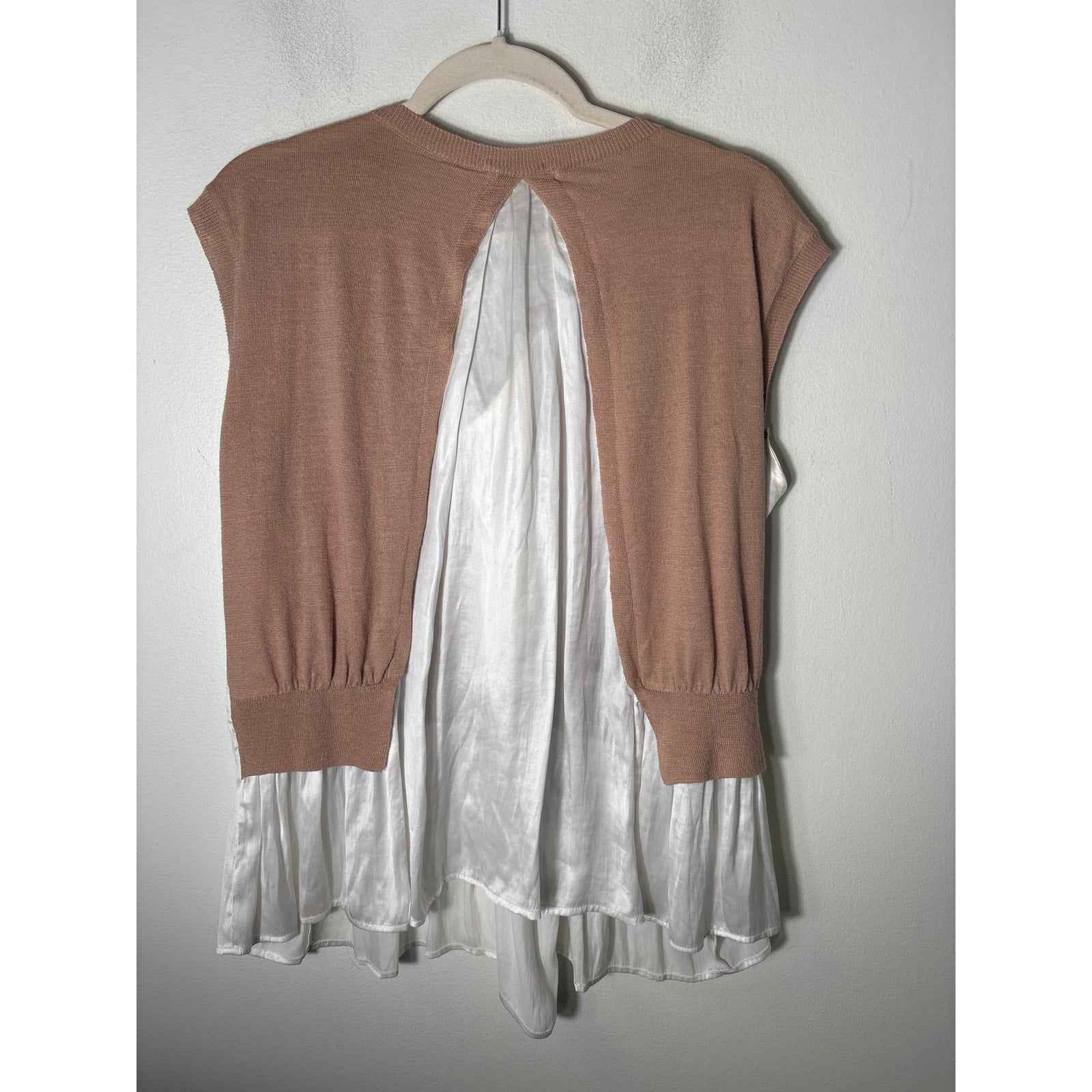 Maille Clu Tan White Sleeveless Layered Sweater Sz XS