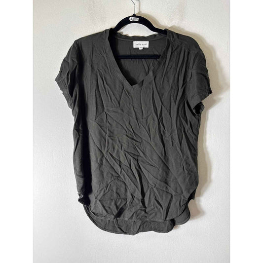 Bella Dahl Dark Green Short Sleeve V-Neck Tee Sz S