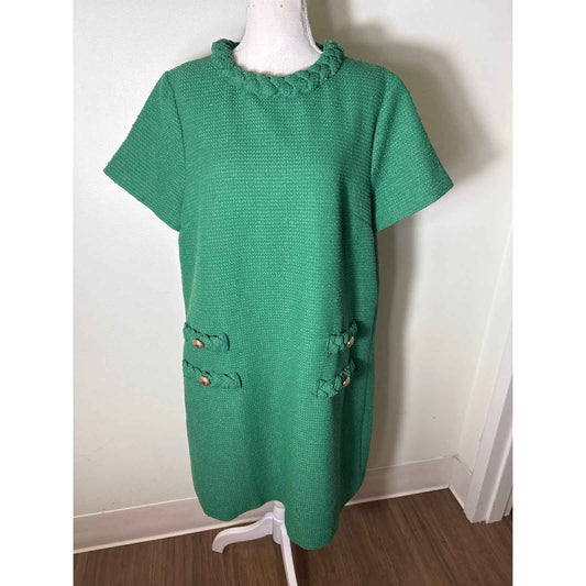 Tuckernuck Bright Green Jackie Tweed A-Line Mini Dress sz XL