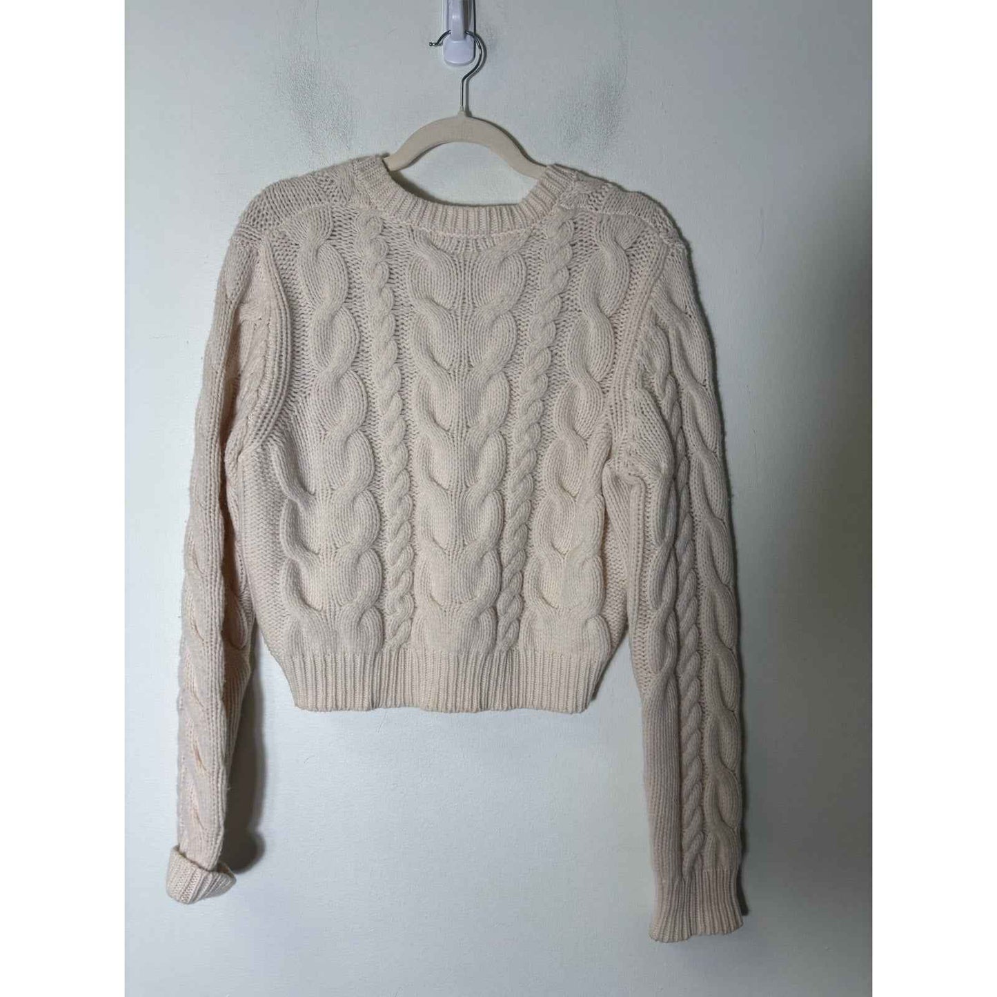Frame Off White V-Neck Long Sleeve Chunky Sweater Sz L