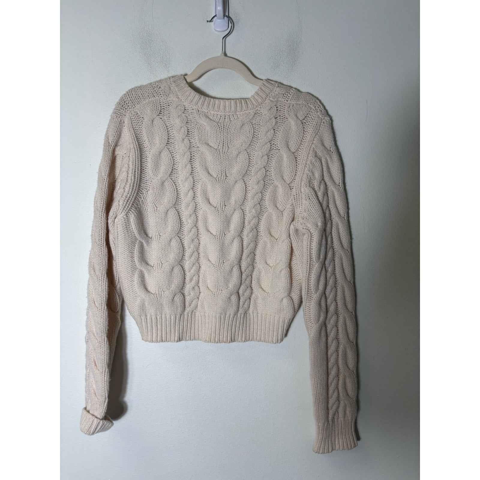 Frame Off White V-Neck Long Sleeve Chunky Sweater Sz L