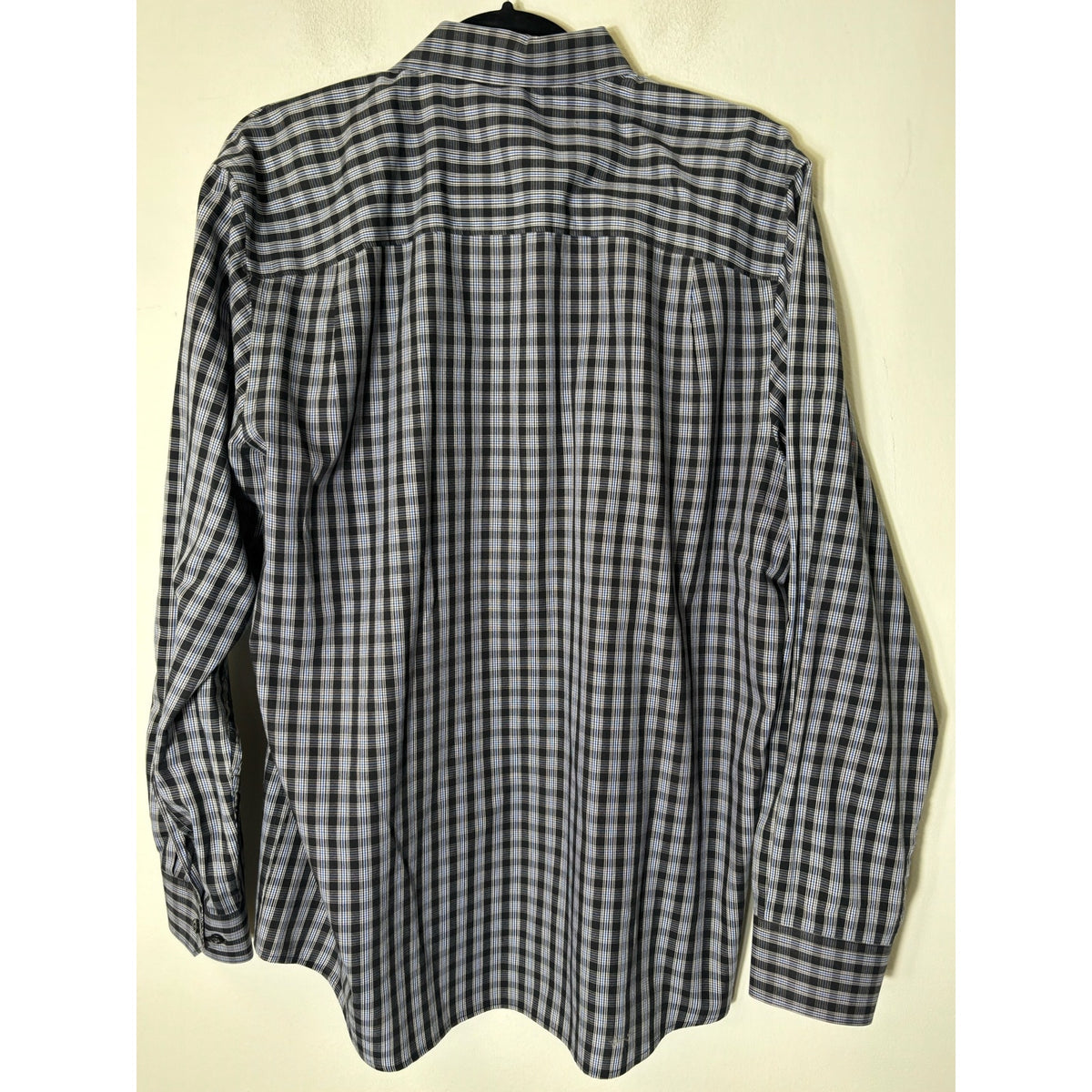 Men's Axist Blue Plaid Long Sleeve Cotton blend Button Down Shirt Sz L