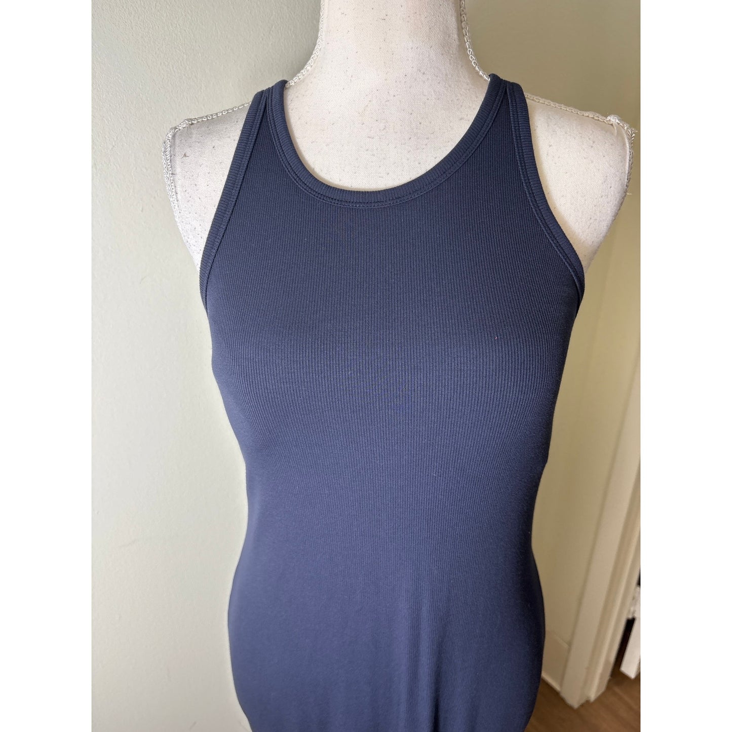 Athleta Navy Sleeveless Ribbed Bodycon Maxi Dress Sz SP