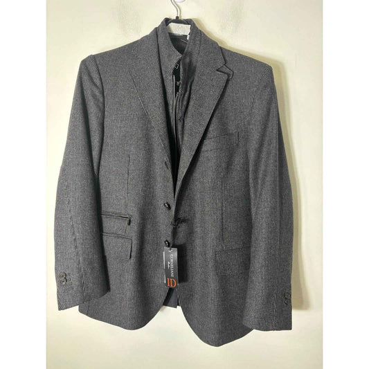 NWT Men's Corneliani Dark Gray Long Sleeve Double Layer Vest and Coat Sz 50R