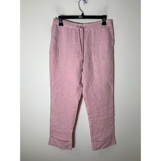 NWT Michael Stars Pink  Linen Ankle Length Pants Sz S