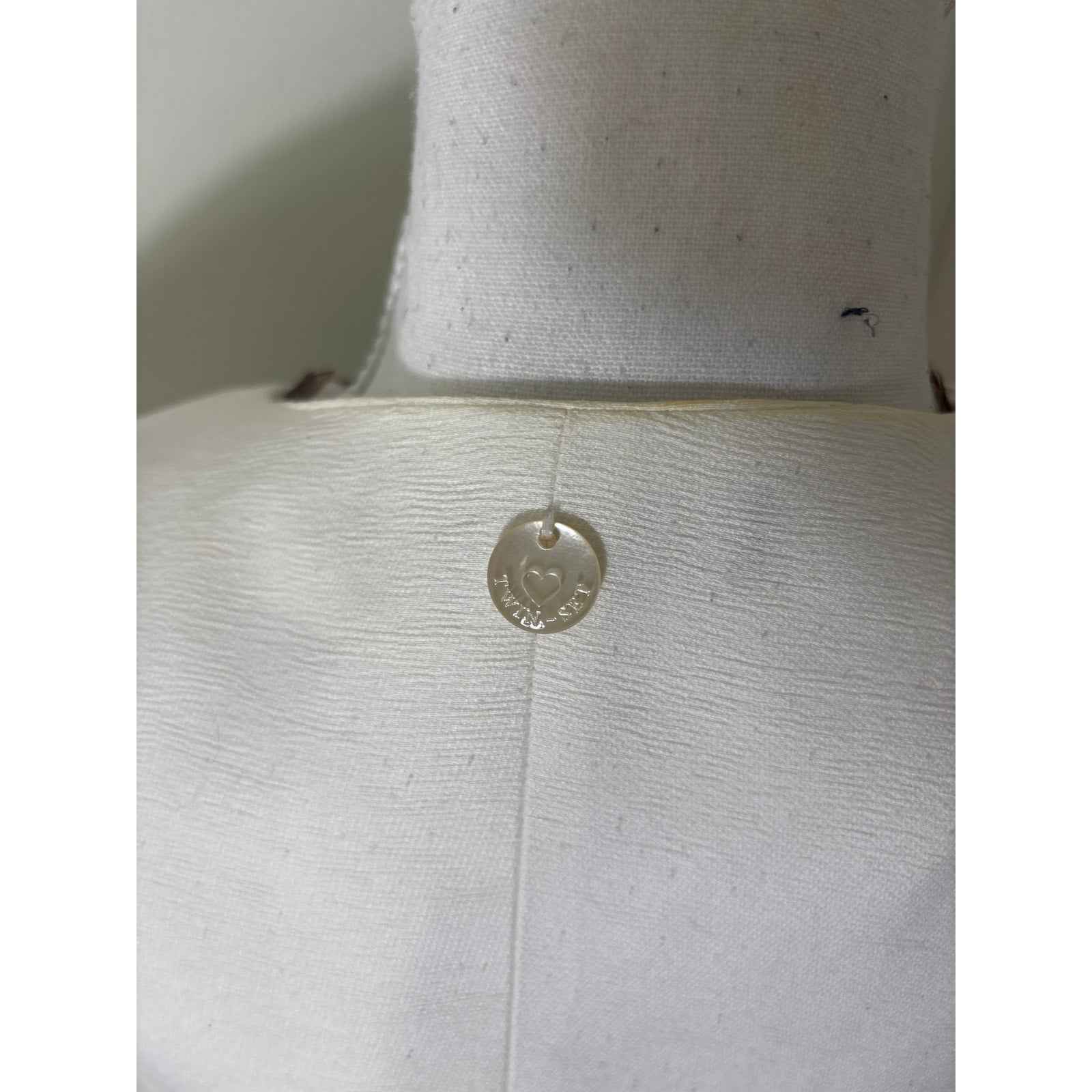 Twin-Set Off White Long Sleeve Gold Sequin Open Front Blazer Sz M