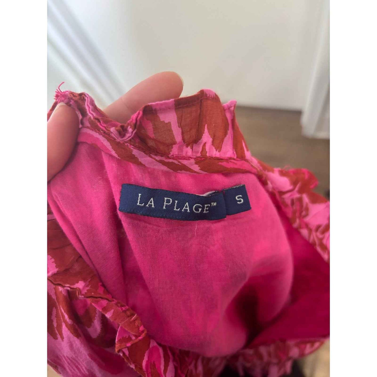 La Plage Pink and Red Ikat Maxi Dress Sz S