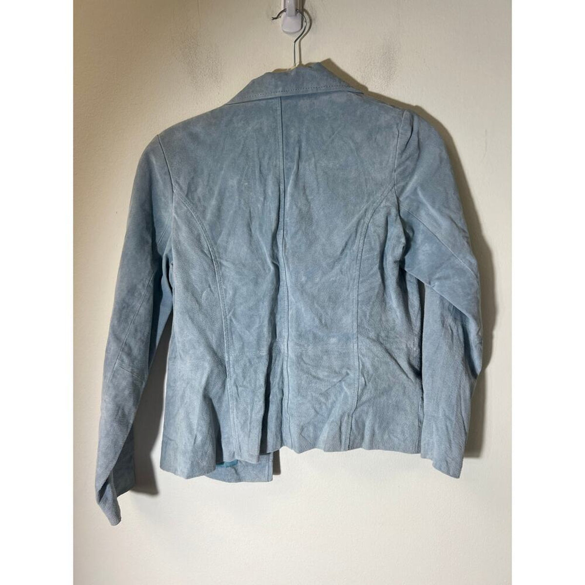 Relativity Light Blue Genuine Leather Suede Blazer