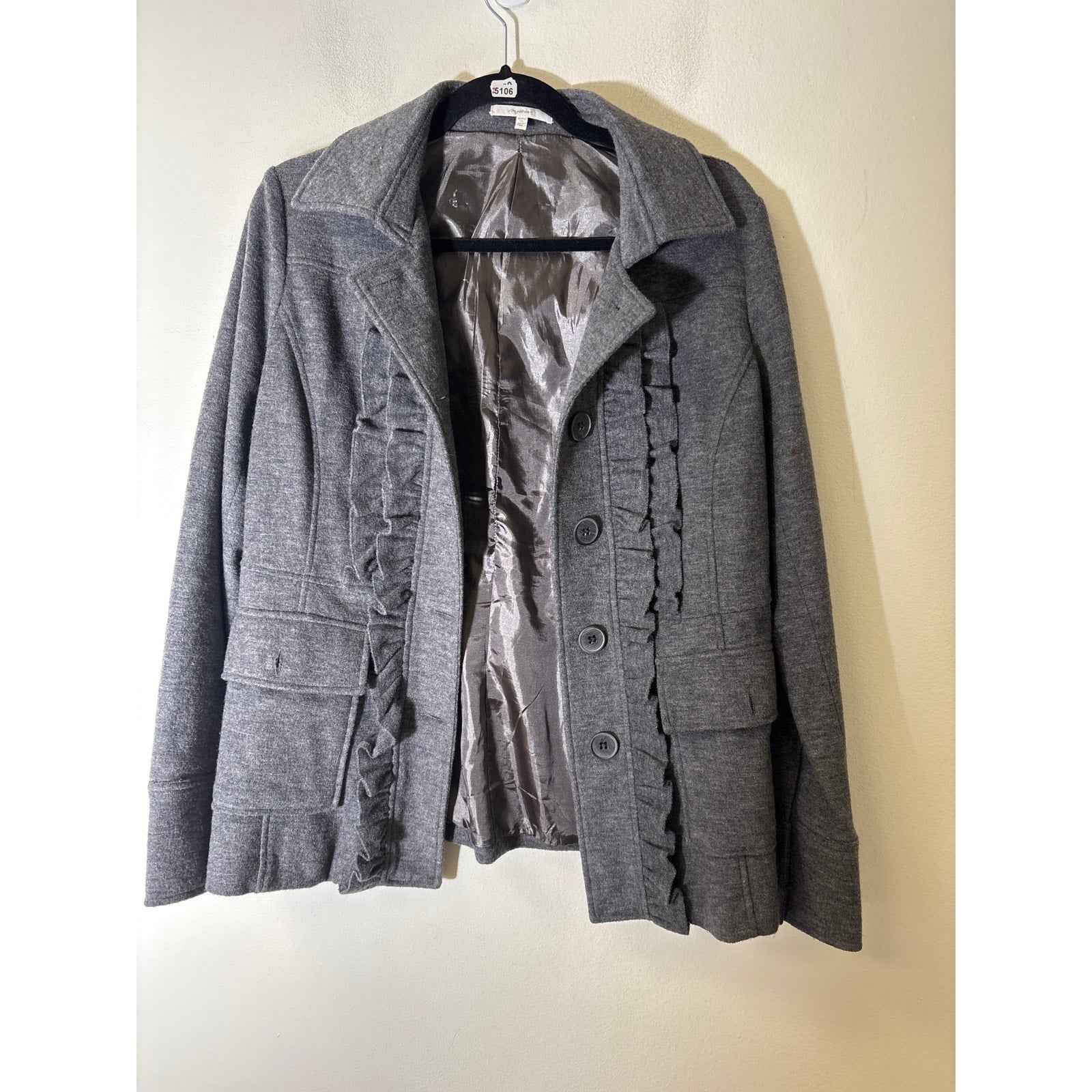 Mystree Gray Wool Blend Coat Sz M