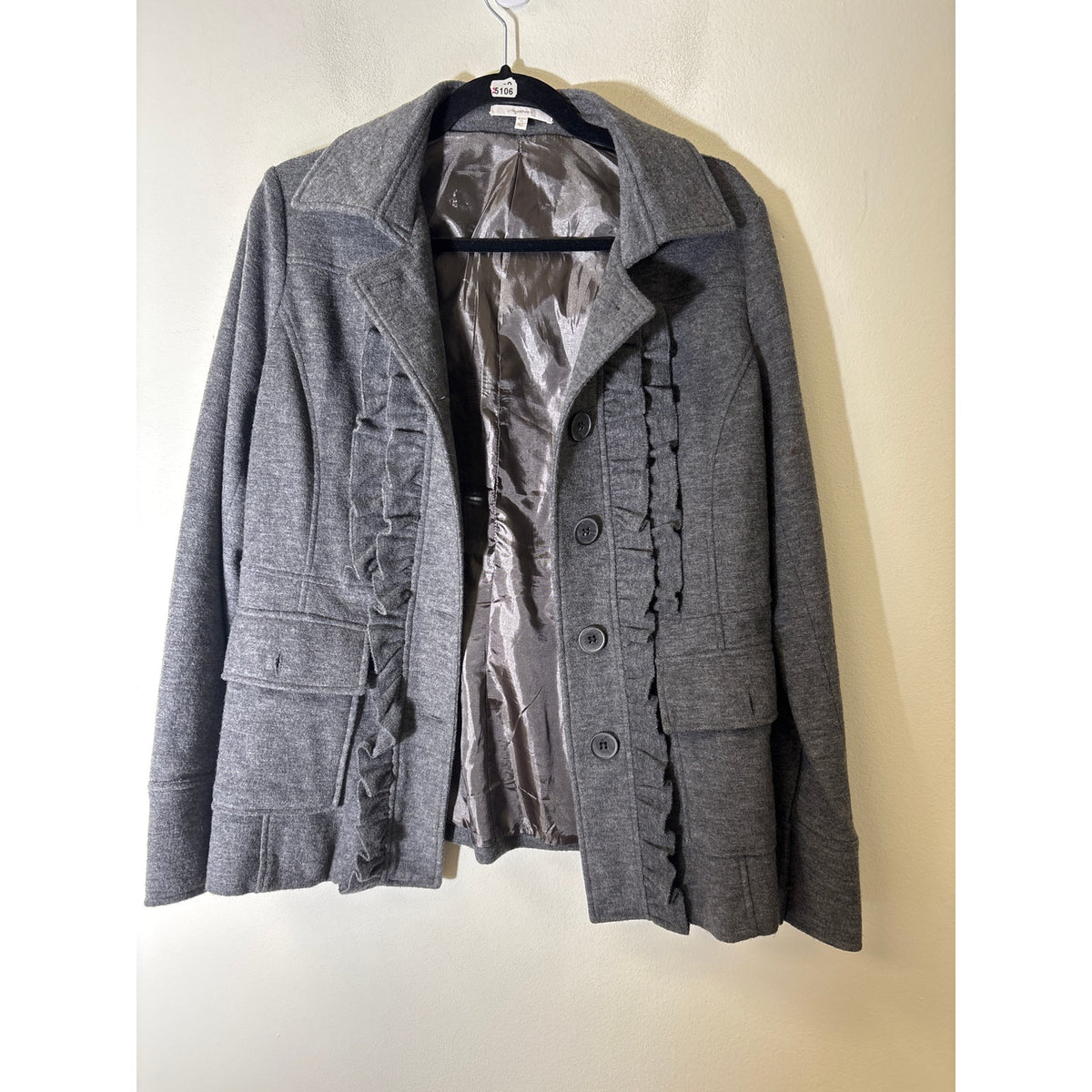 Mystree Gray Wool Blend Coat Sz M