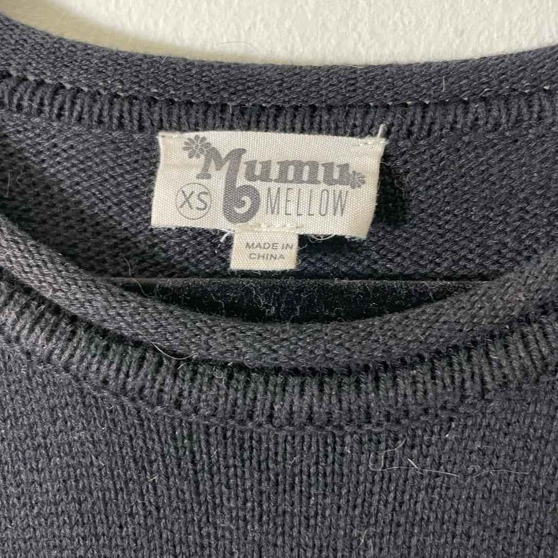 Show Me Your Mumu Mellow Black Cold Shoulder Sweater Mini Dress Sz XS