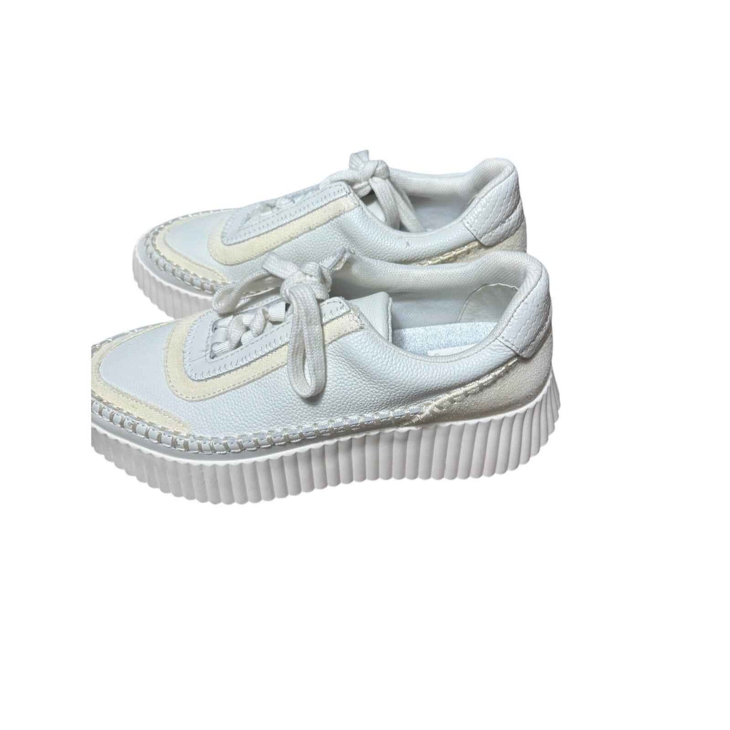 Dolce Vita Leather Stitched Cream/White Tennis Shoes sz 8