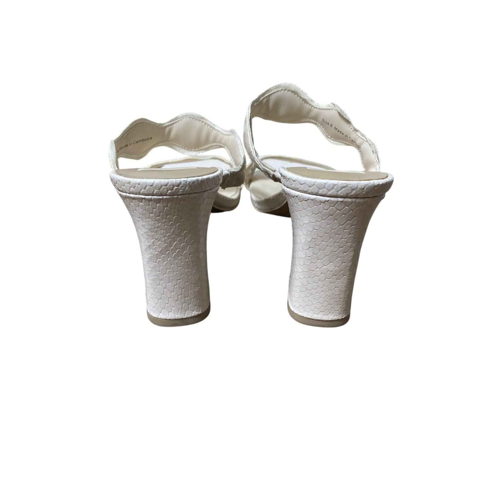 Dolce Vita Off White Leather Snakeskin Medium Heel Slip On Sandal Sz 8