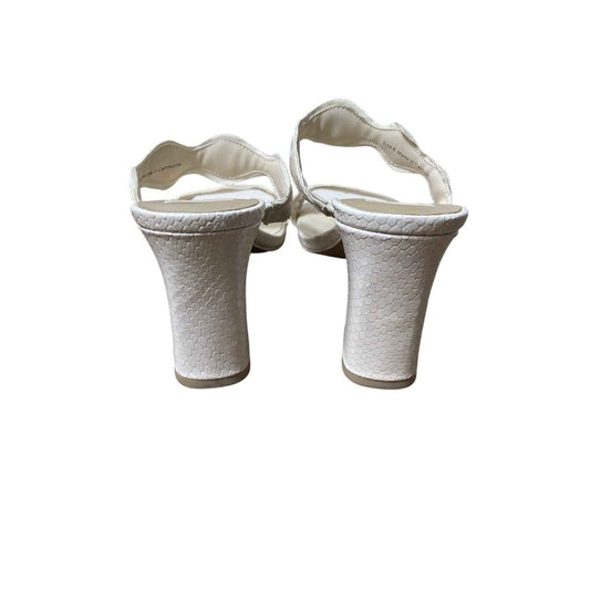 Dolce Vita Off White Leather Snakeskin Medium Heel Slip On Sandal Sz 8