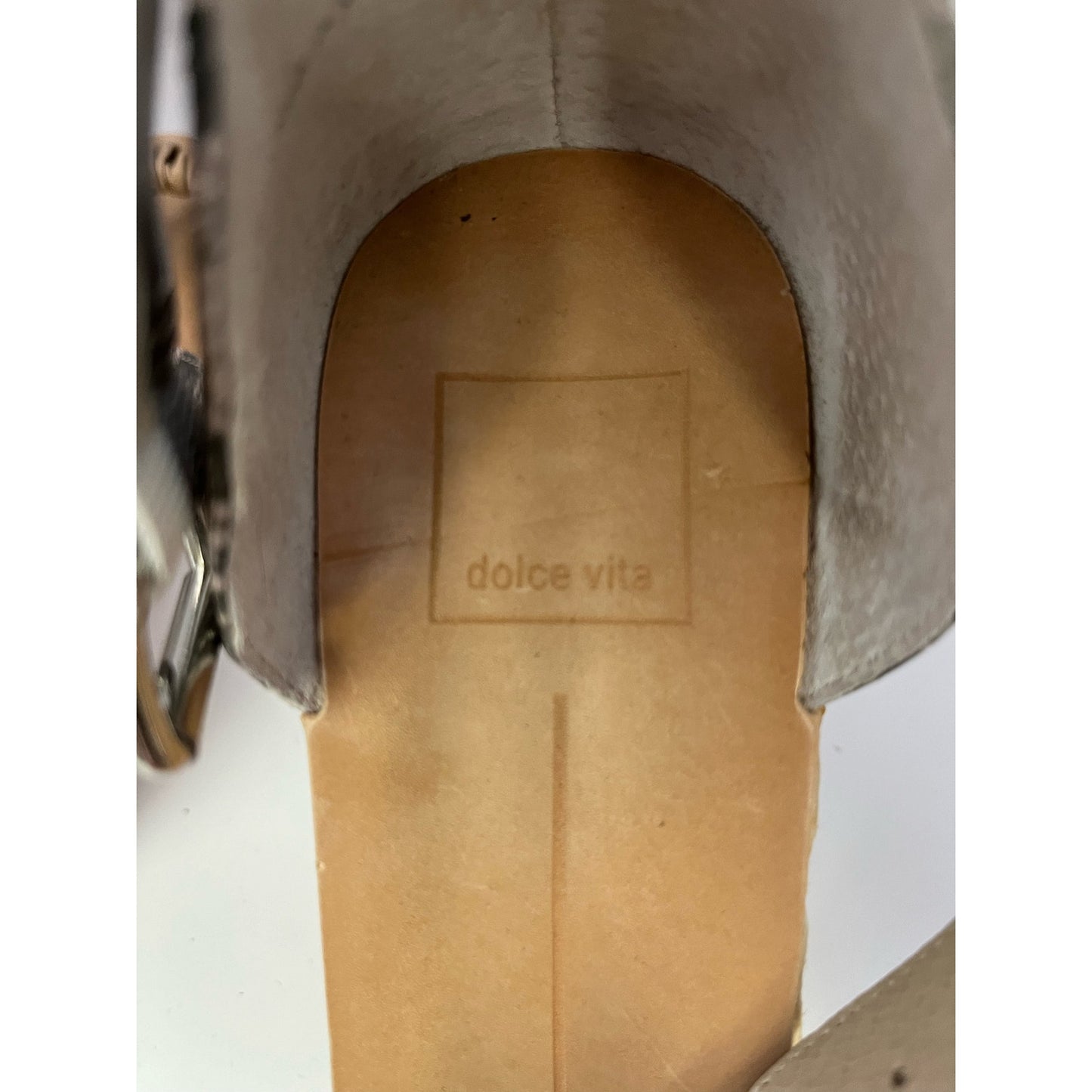 Dolce Vita Gray Snakeskin Nude Wedge Sandals Sz 9.5