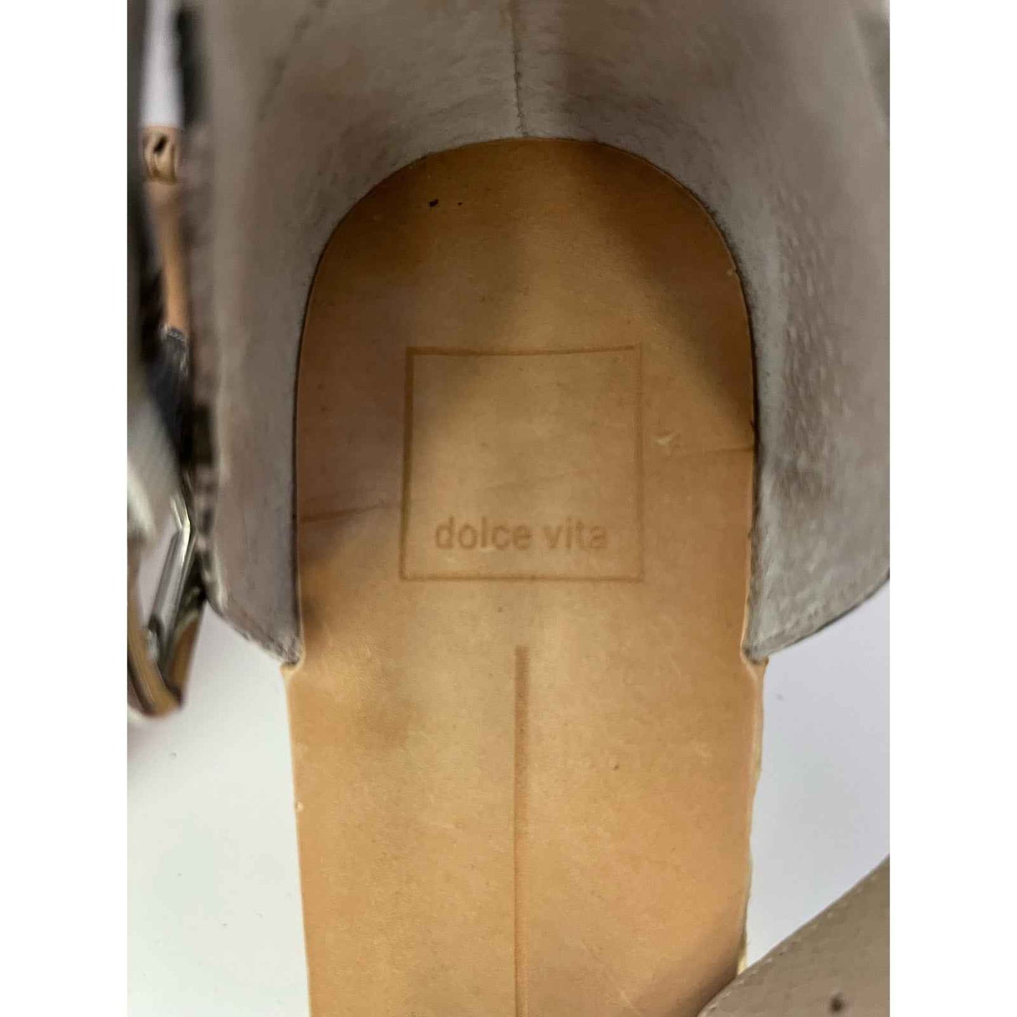 Dolce Vita Gray Snakeskin Nude Wedge Sandals Sz 9.5