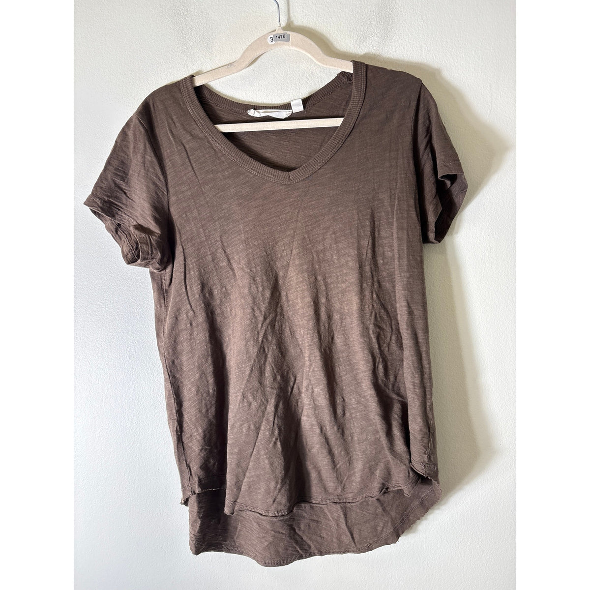Wilt Brown Short Sleeve V-Neck Cotton Tee Shirt Sz L