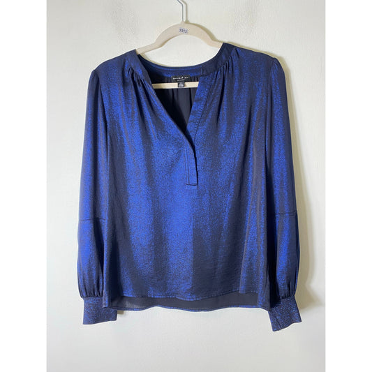 Current Air Black Blue Long Sleeve Blouse Sz S