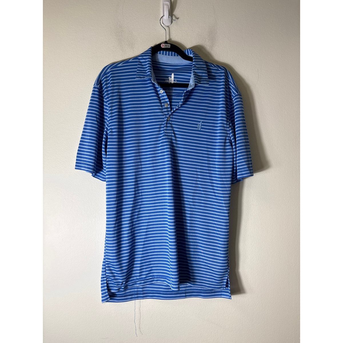 Mens Johnnie O Blue Stripe Polo Shirt Sz M