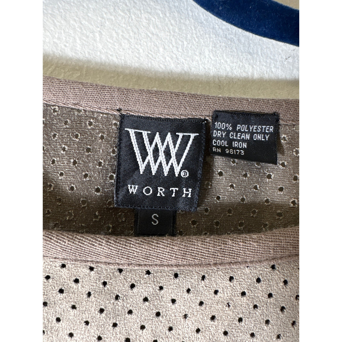 Worth Brown Laser Cut Faux Suede Shirt Sz S