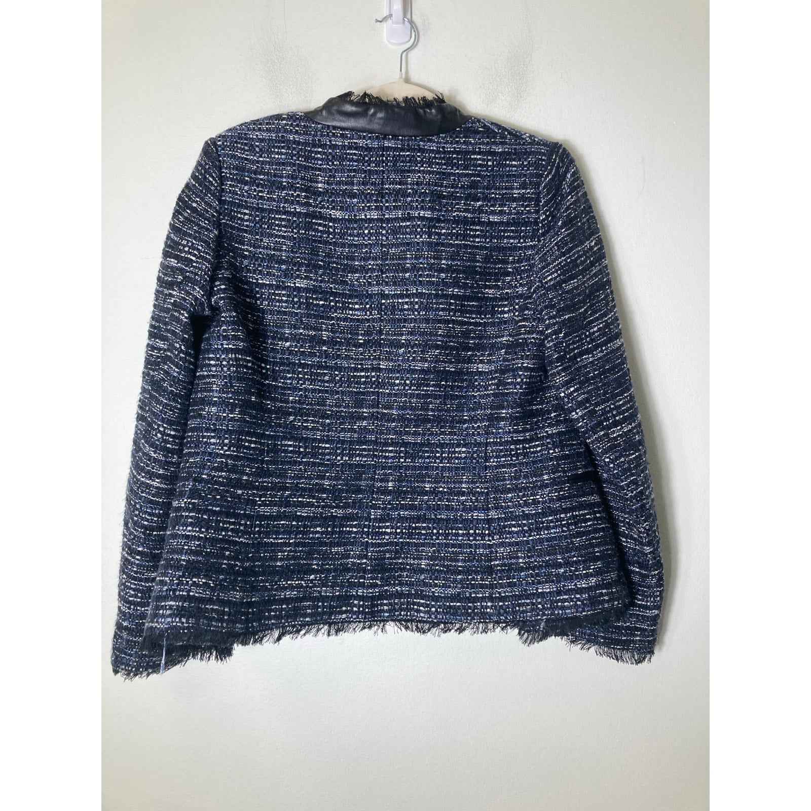 Ivanka Trump Black Purple Tweed Long Sleeve Open Front Jacket Sz 6