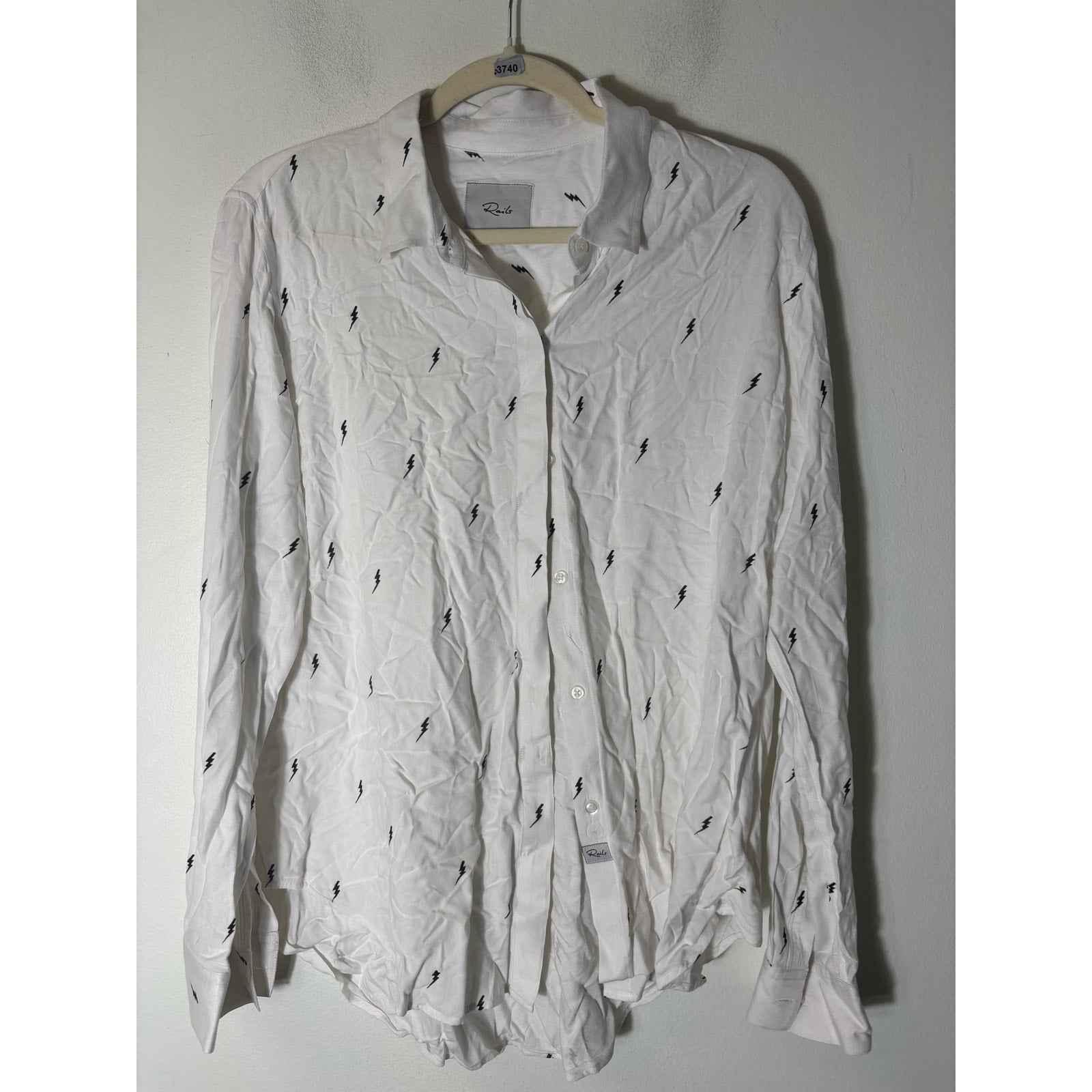 Rails White /Black Lightning Bolt Shirt Sz L