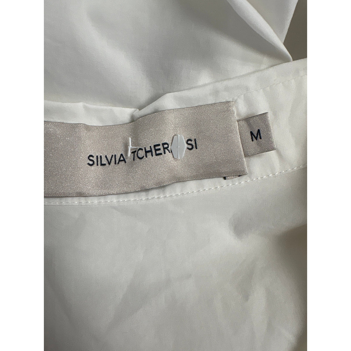 Silvia Tcherassi White Bega With Sheer Detail Inset Blouse Sz M