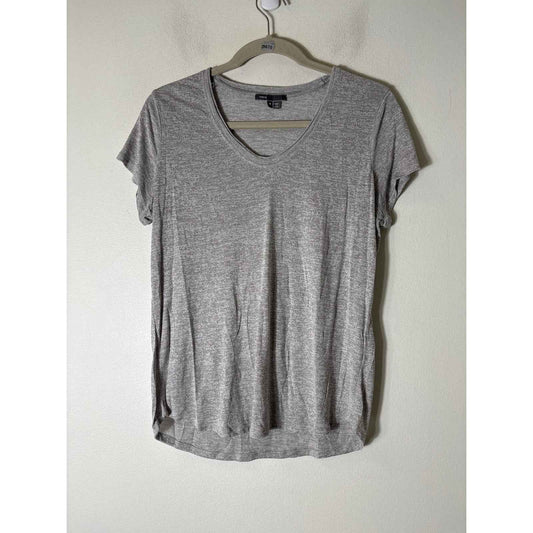 Vince Scoop Neck Heather Gray Short Sleeve Tee Sz M