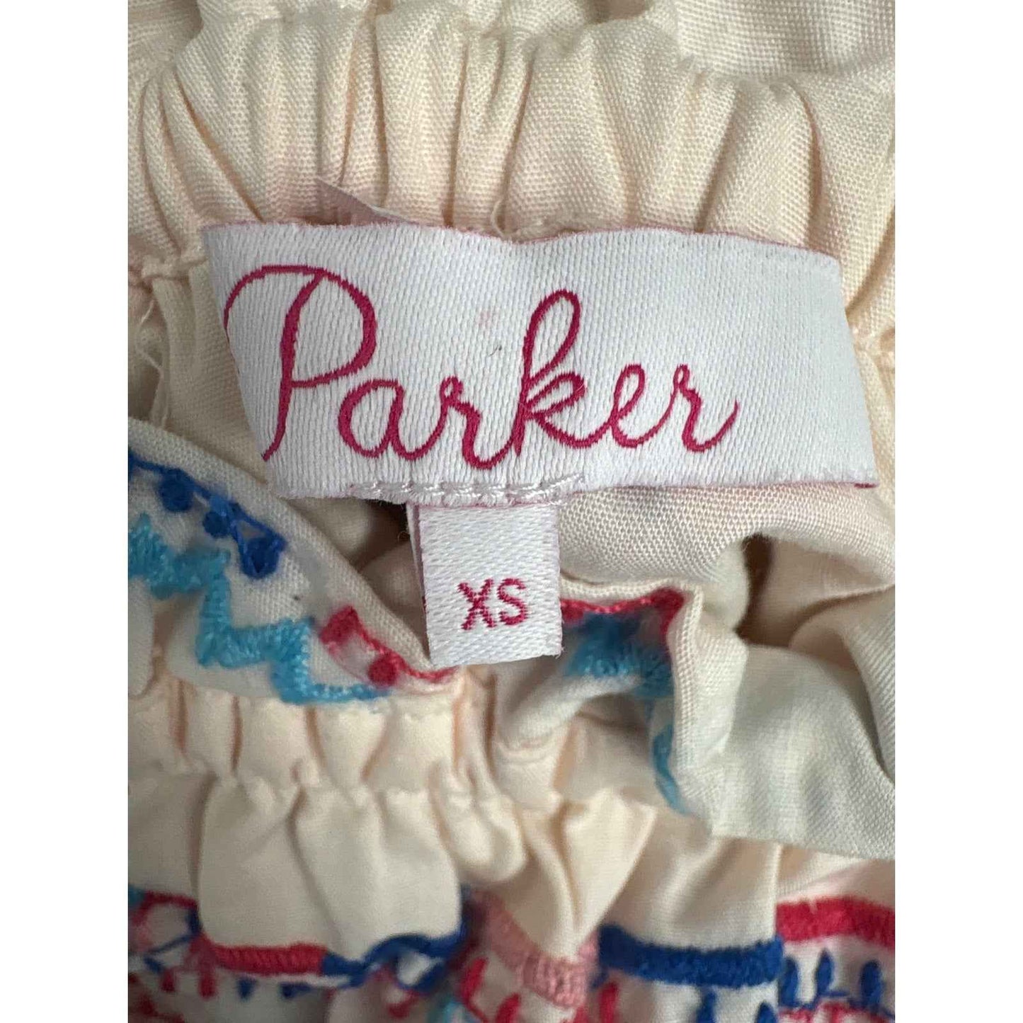 Parker Blush Pink Embroidered 3/4 Puff Sleeve Cotton Top Sz XS