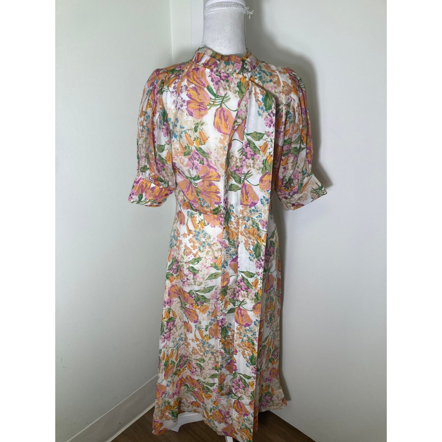Buru Pink and Orange Floral Maxi Dress Sz S
