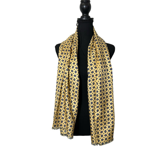 Yellow Blue Silk Scarf 55"x13"