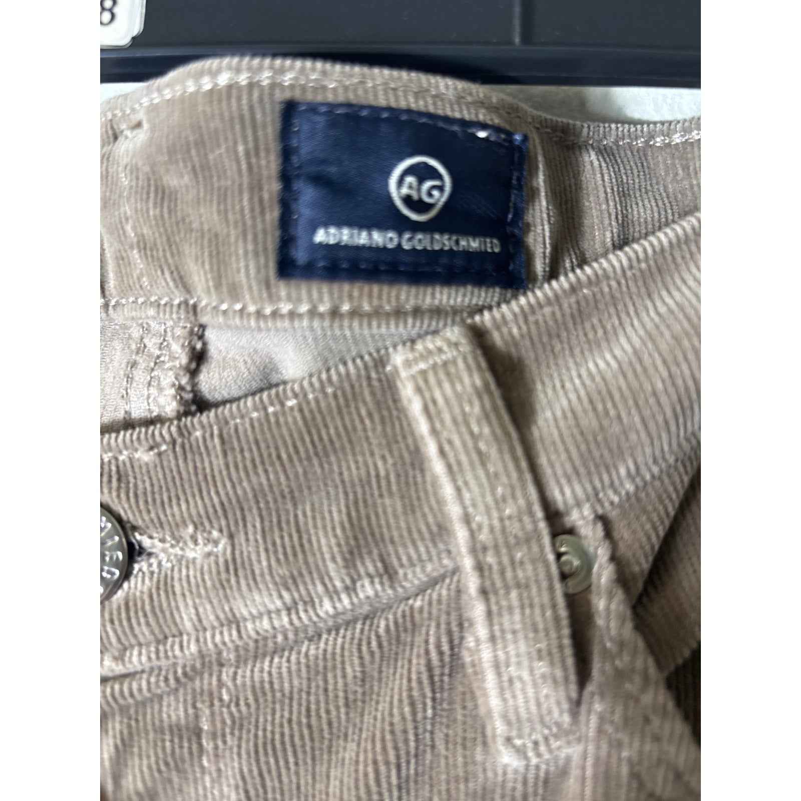 AG The Stevie Slim Straight Tan Fine Corderoy Pants Sz 28r