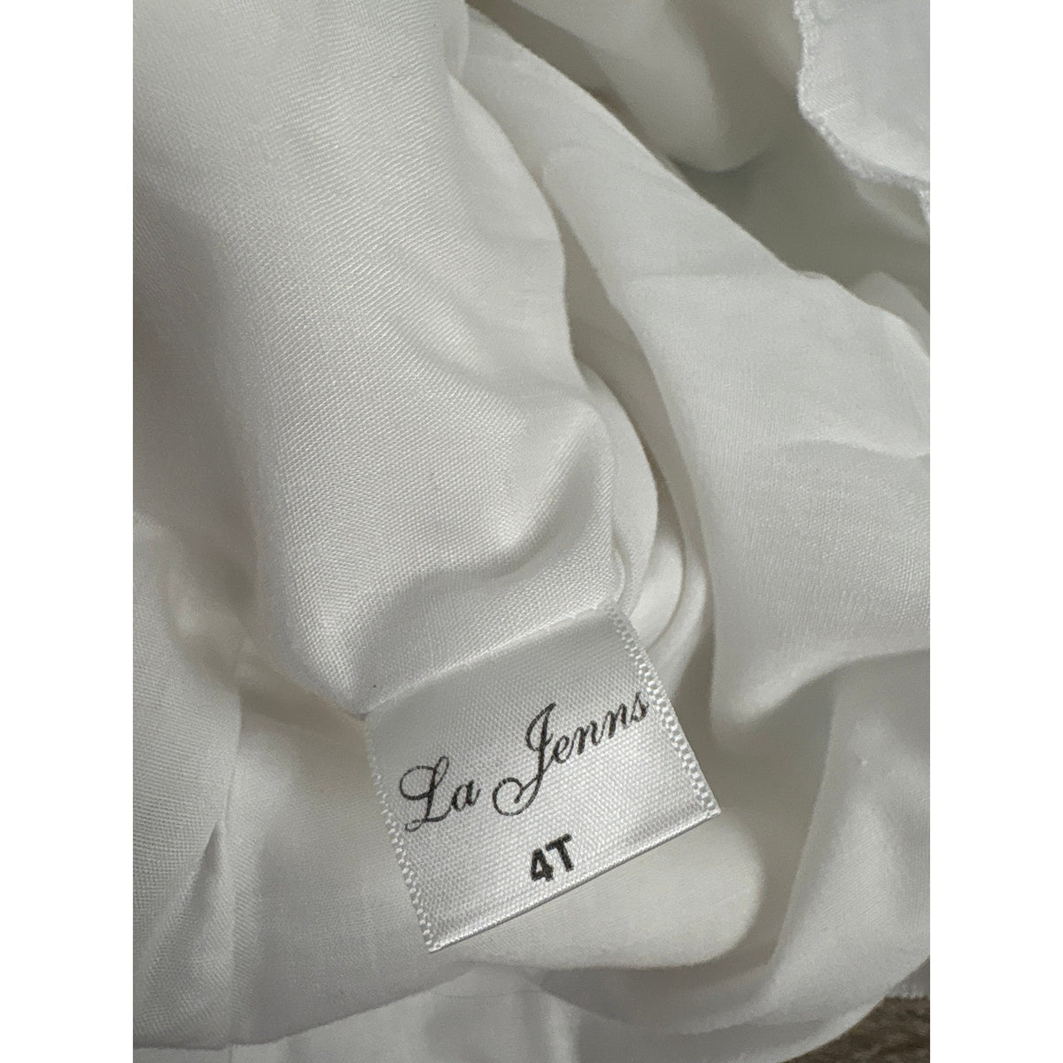 Girls vintage La Jenns White Linen Sleeveless Tie Strap Dress Saiboat App Sz 4T