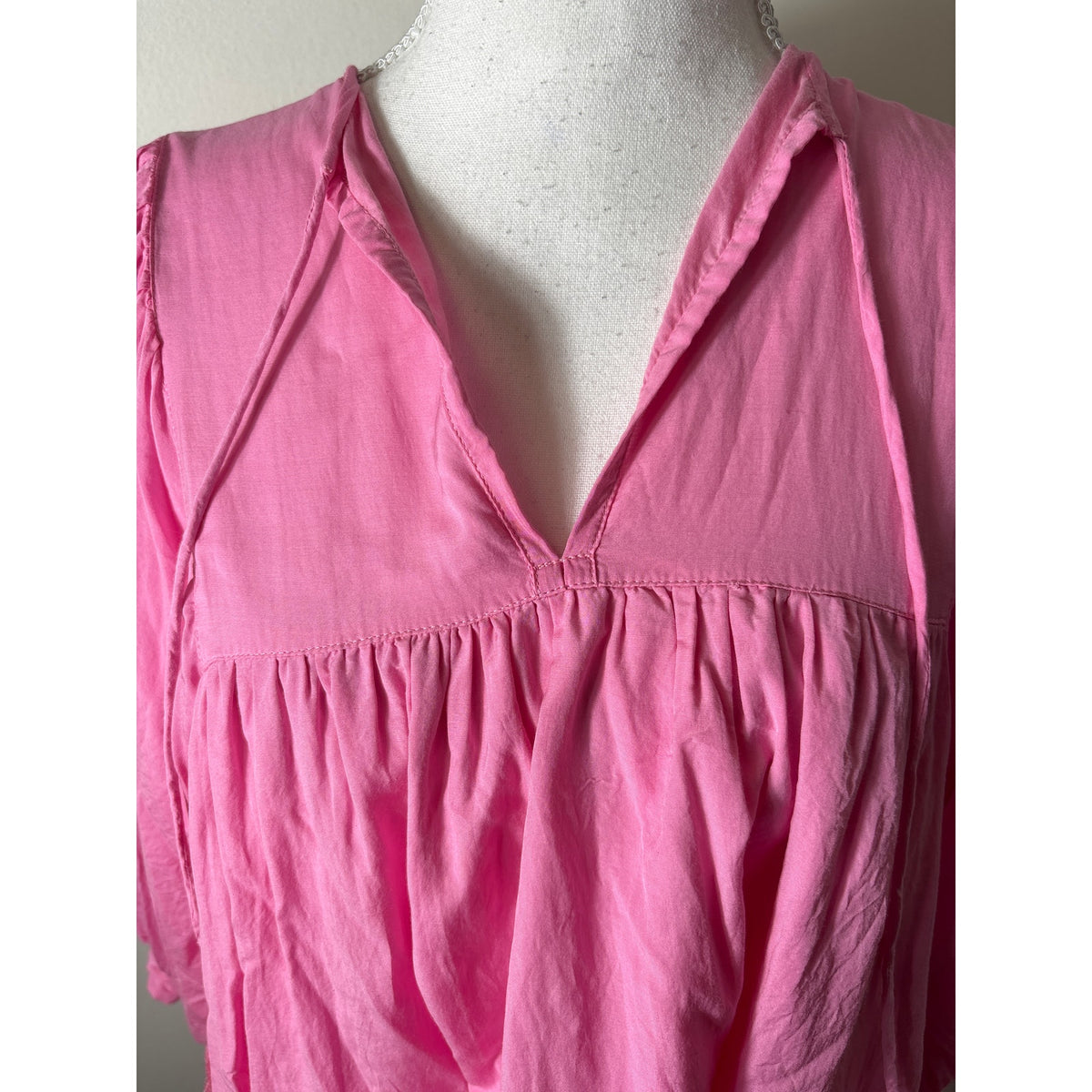 Mille Pink 3/4 Puff Sleeveless Cotton Mini Dress Sz