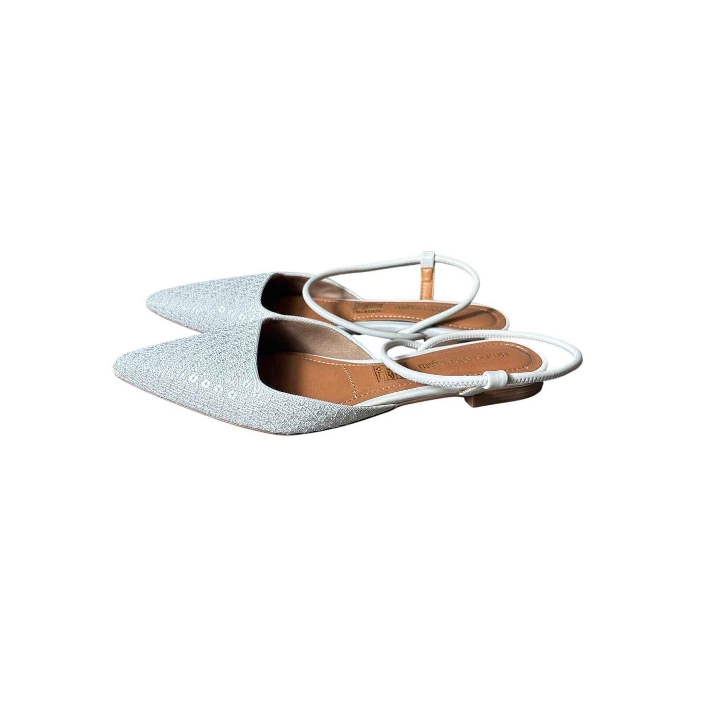 Bruno Menegatti Pearl White Sequin Pointy Toe Flat Sz 8