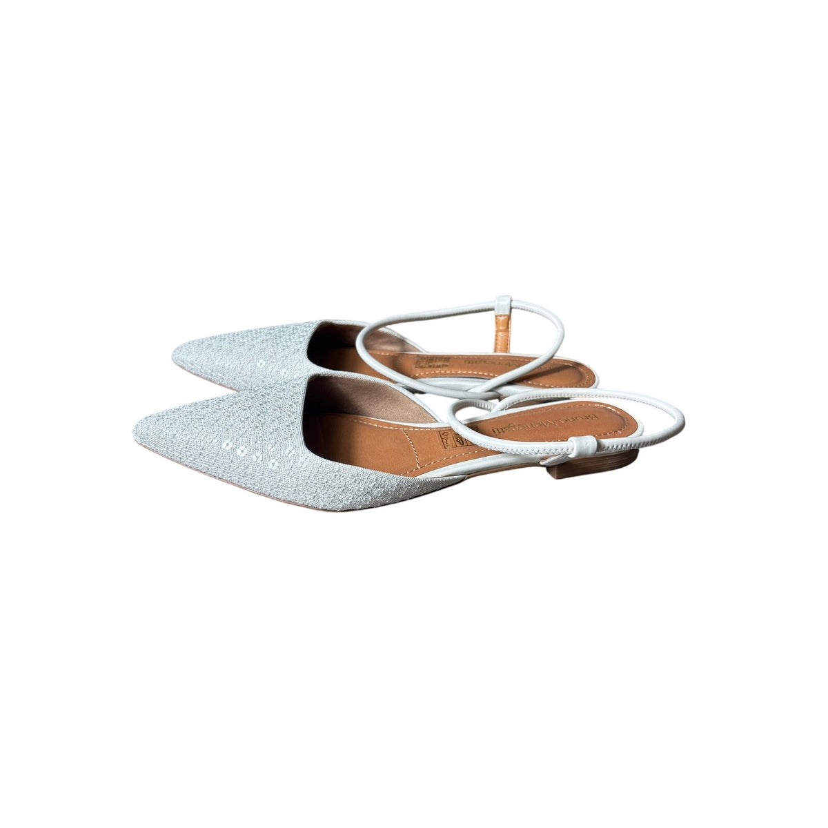 Bruno Menegatti Pearl White Sequin Pointy Toe Flat Sz 8