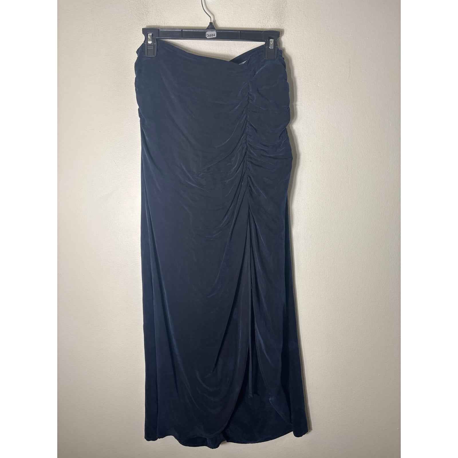 R.G. Kane Dark Blue/Black Back Zip Body Con Skirt with High Slit Sz 8