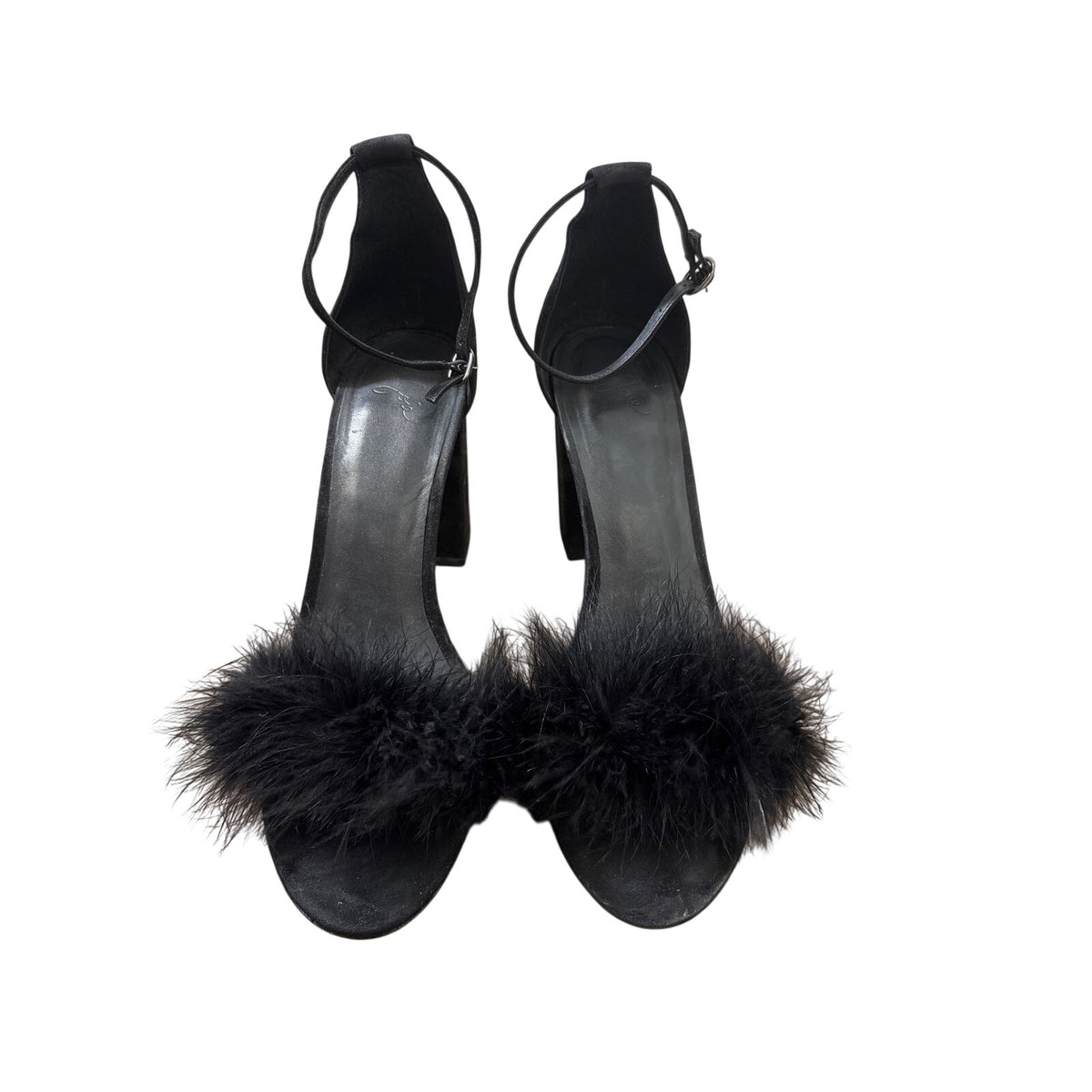 Joi Black Feather Heels Sz 9