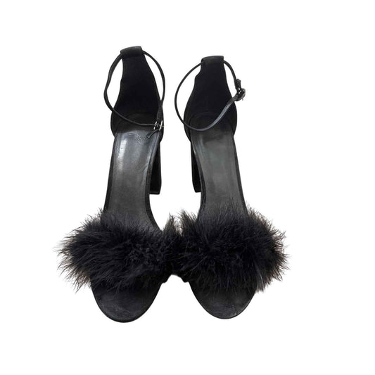 Joi Black Feather Heels Sz 9