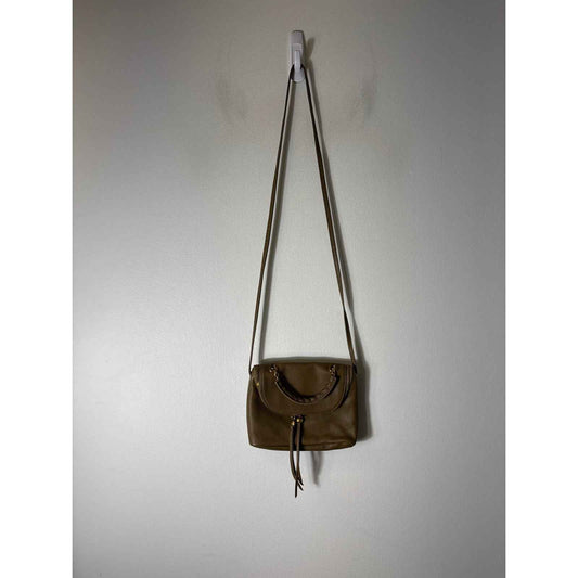 Hobo Greenish Tan Leather Small Crossbody Bag 10x8 Inches